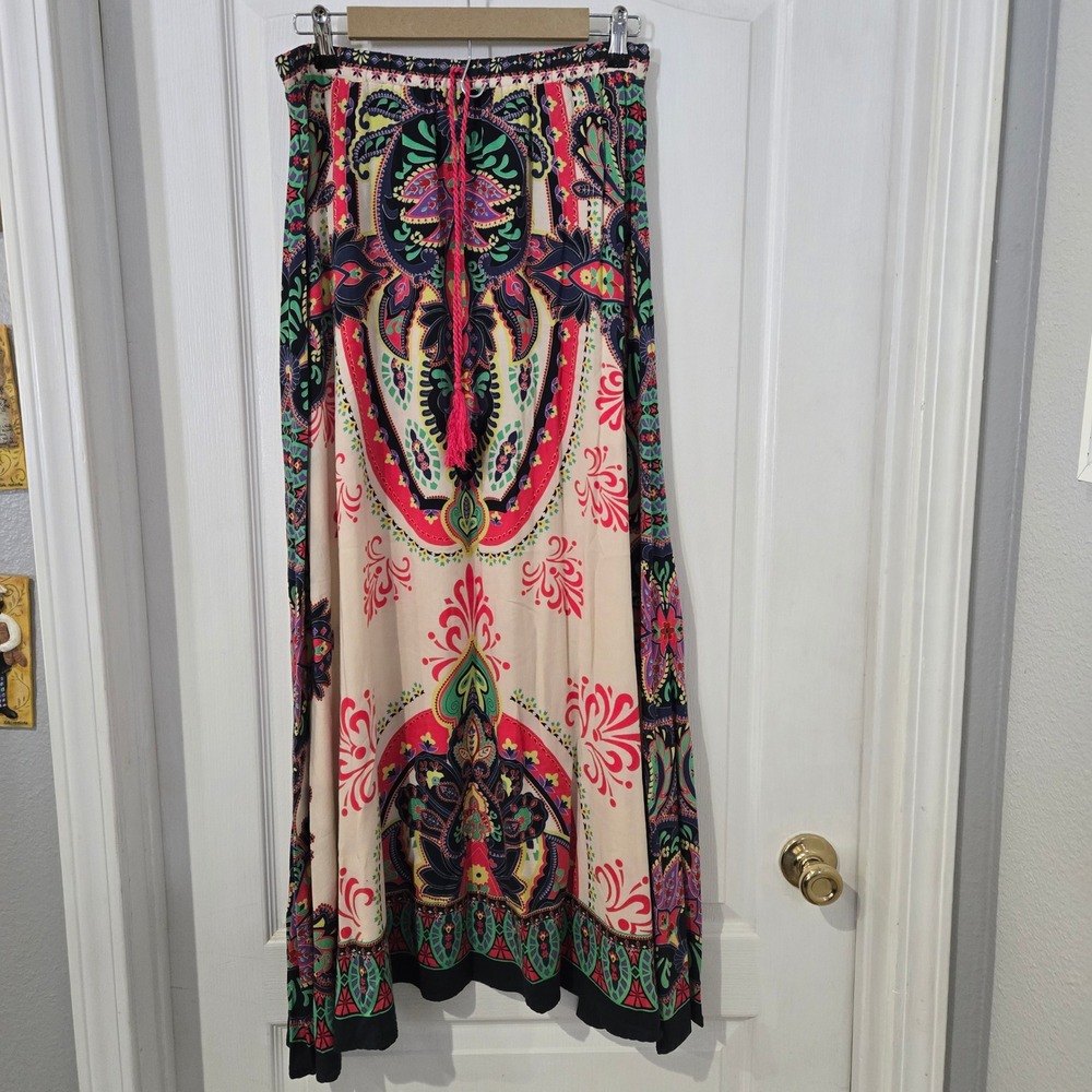 Flying Tomato Maxi Skirt Womens L Multicolor Paisley Boho Festival Rave Hippie